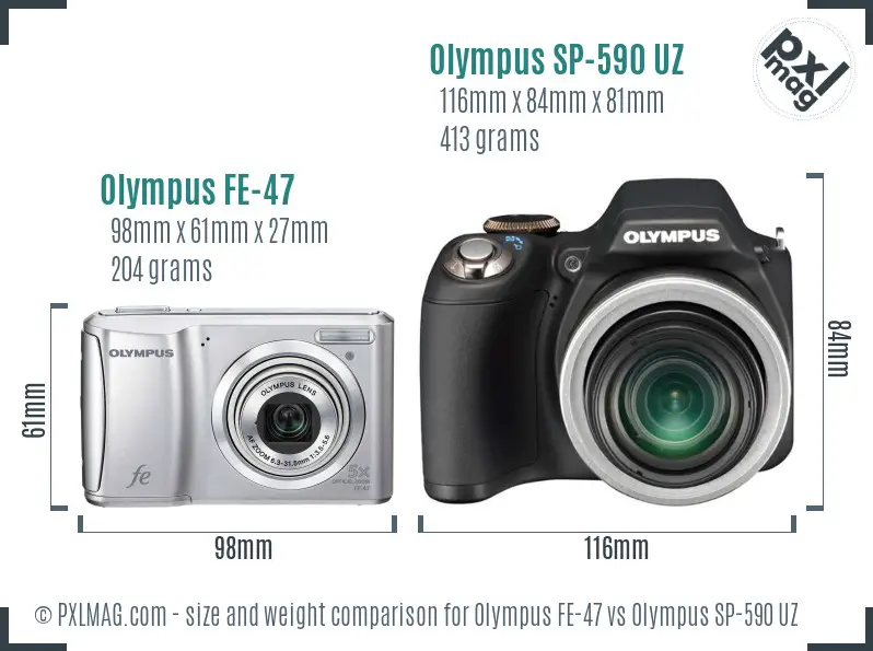 Olympus FE-47 vs Olympus SP-590 UZ size comparison