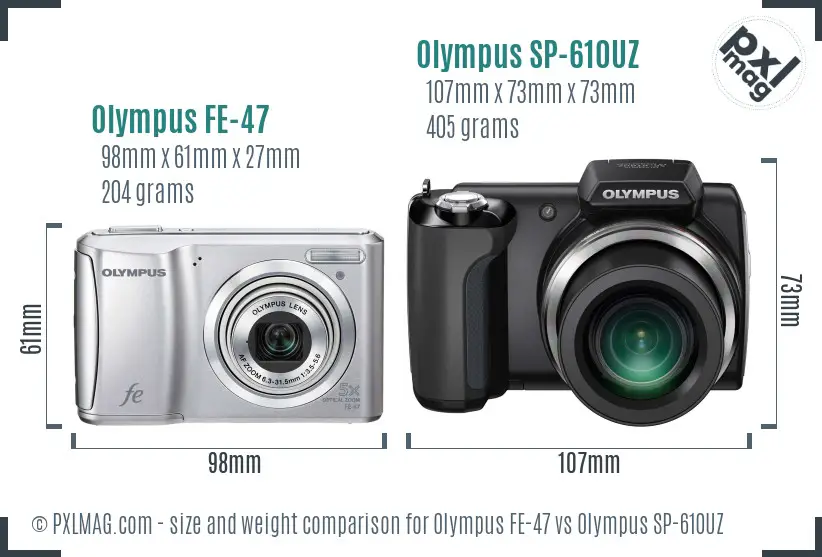 Olympus FE-47 vs Olympus SP-610UZ size comparison