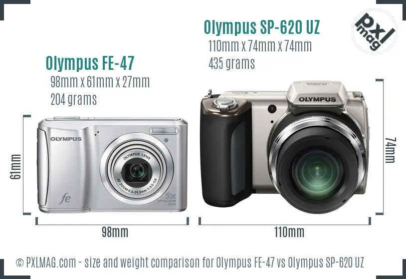 Olympus FE-47 vs Olympus SP-620 UZ size comparison