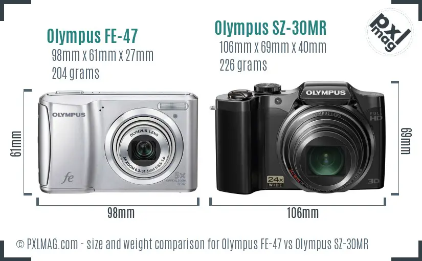Olympus FE-47 vs Olympus SZ-30MR size comparison