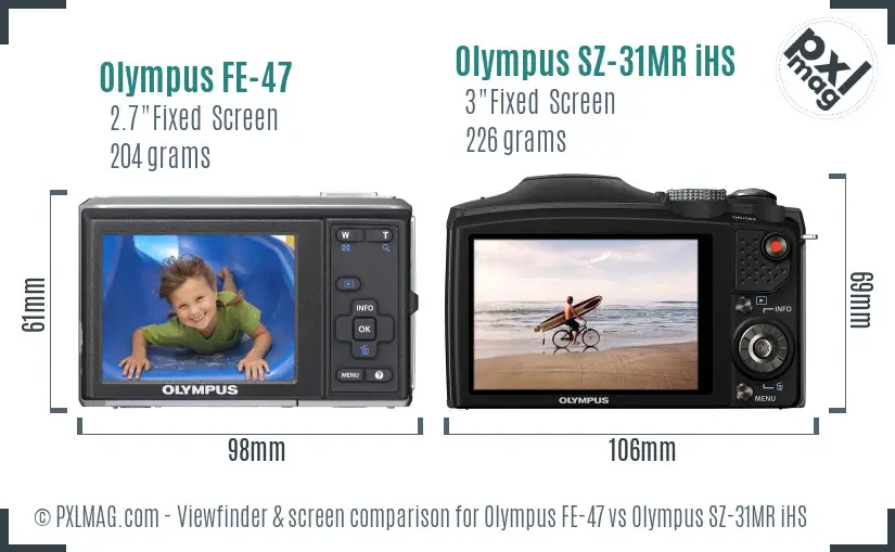 Olympus FE-47 vs Olympus SZ-31MR iHS Screen and Viewfinder comparison