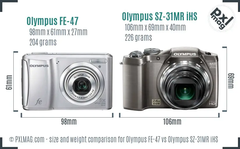 Olympus FE-47 vs Olympus SZ-31MR iHS size comparison