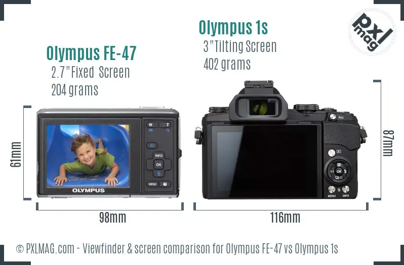 Olympus FE-47 vs Olympus 1s Screen and Viewfinder comparison