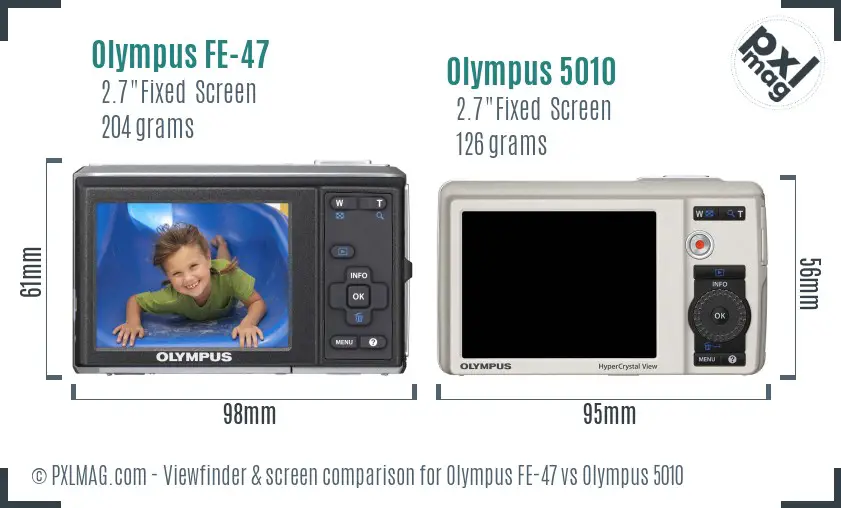 Olympus FE-47 vs Olympus 5010 Screen and Viewfinder comparison