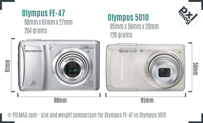 Olympus FE-47 vs Olympus 5010 size comparison