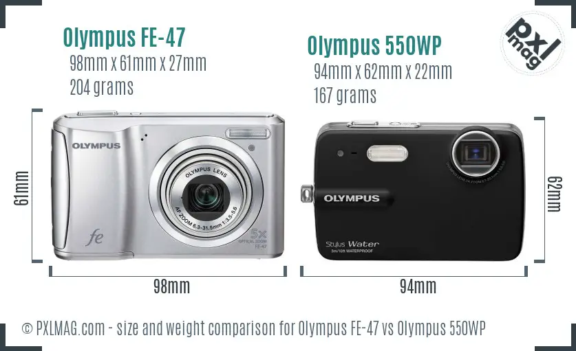 Olympus FE-47 vs Olympus 550WP size comparison