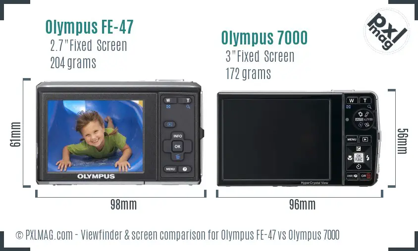 Olympus FE-47 vs Olympus 7000 Screen and Viewfinder comparison