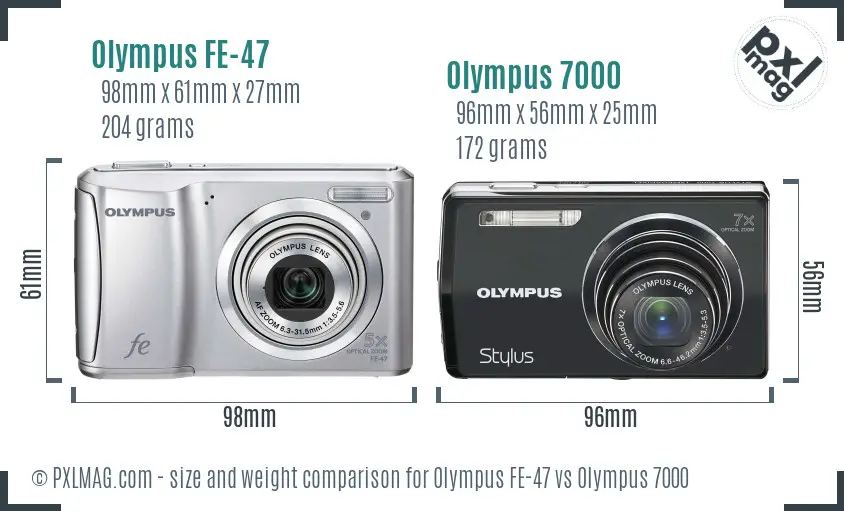 Olympus FE-47 vs Olympus 7000 size comparison