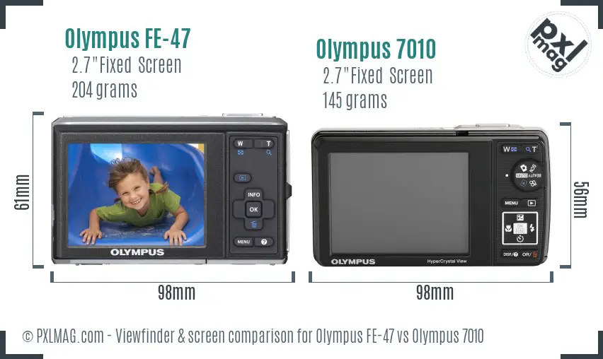 Olympus FE-47 vs Olympus 7010 Screen and Viewfinder comparison