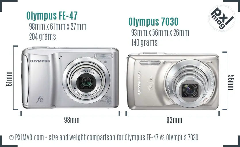 Olympus FE-47 vs Olympus 7030 size comparison