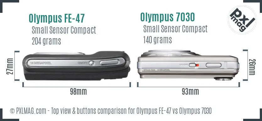 Olympus FE-47 vs Olympus 7030 top view buttons comparison