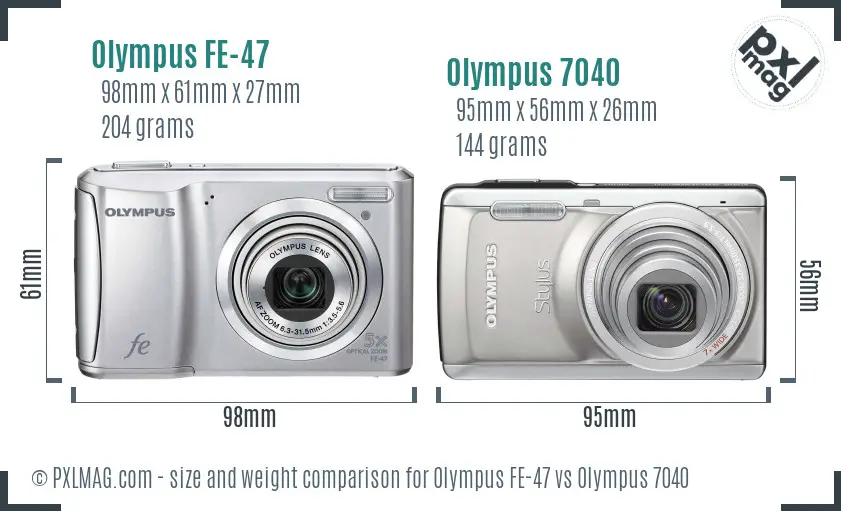 Olympus FE-47 vs Olympus 7040 size comparison