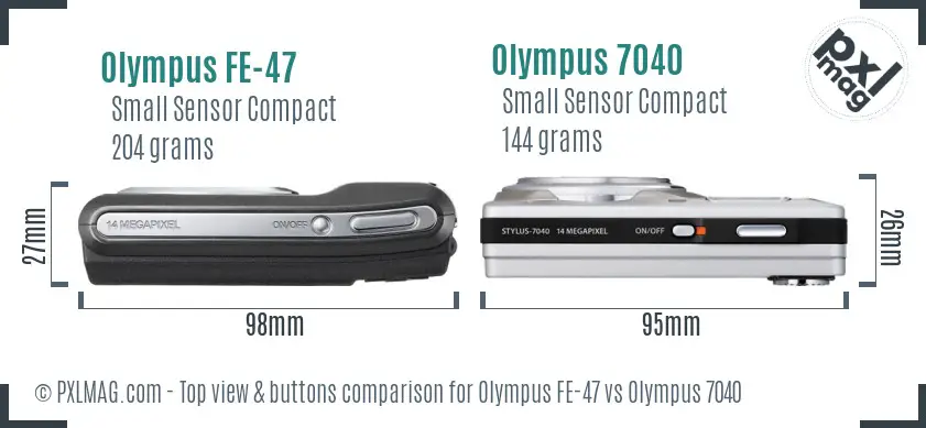Olympus FE-47 vs Olympus 7040 top view buttons comparison