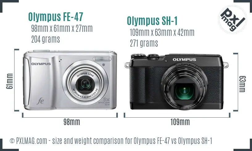 Olympus FE-47 vs Olympus SH-1 size comparison