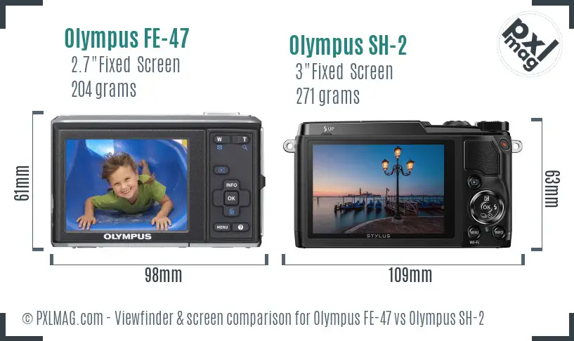 Olympus FE-47 vs Olympus SH-2 Screen and Viewfinder comparison