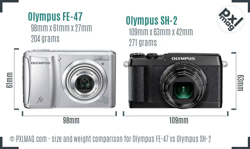 Olympus FE-47 vs Olympus SH-2 size comparison