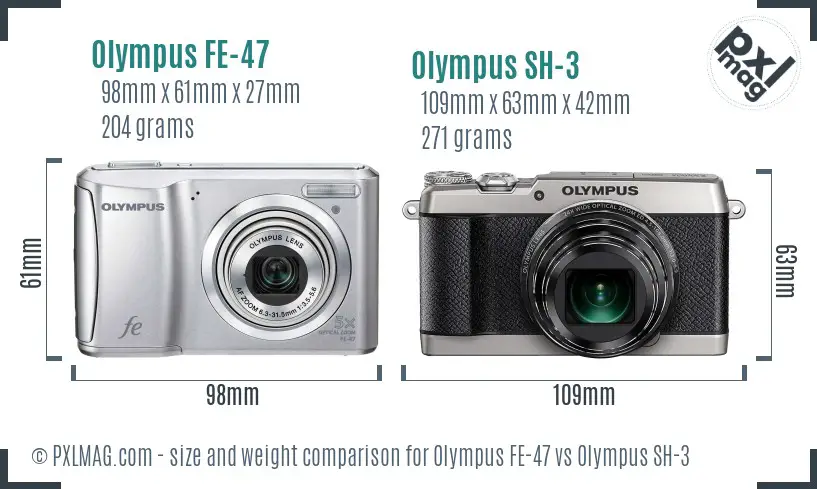 Olympus FE-47 vs Olympus SH-3 size comparison