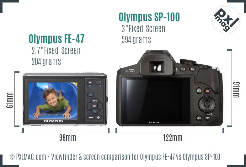 Olympus FE-47 vs Olympus SP-100 Screen and Viewfinder comparison