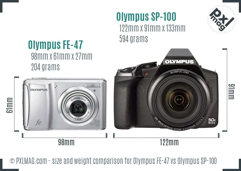 Olympus FE-47 vs Olympus SP-100 size comparison