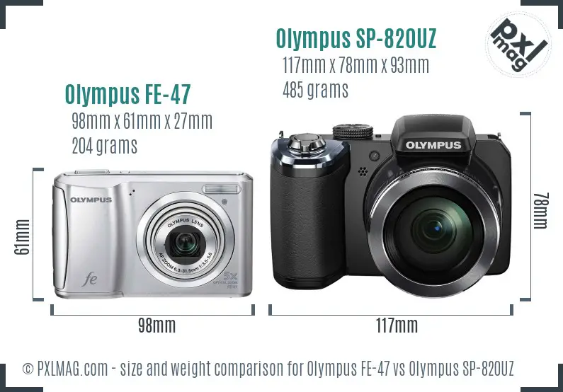 Olympus FE-47 vs Olympus SP-820UZ size comparison