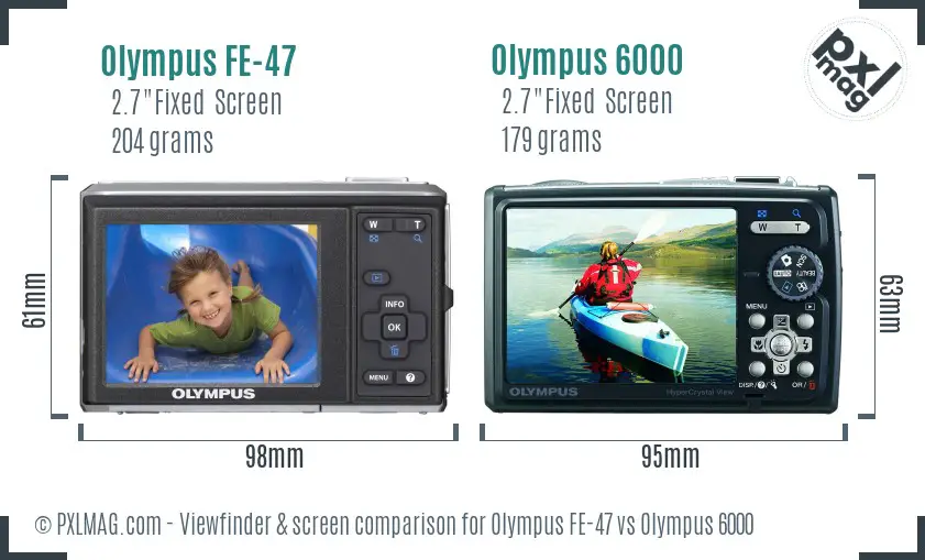 Olympus FE-47 vs Olympus 6000 Screen and Viewfinder comparison