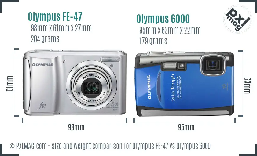 Olympus FE-47 vs Olympus 6000 size comparison