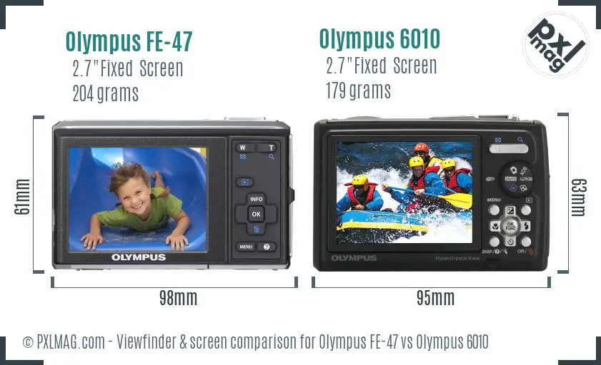 Olympus FE-47 vs Olympus 6010 Screen and Viewfinder comparison
