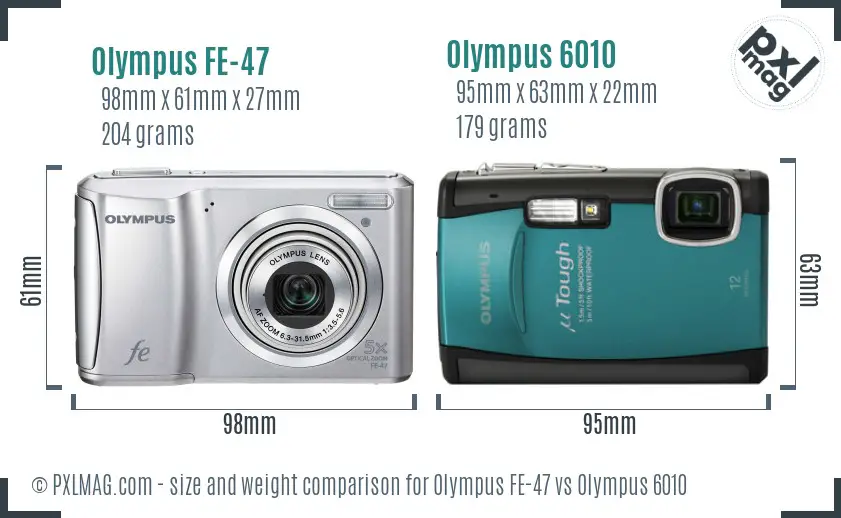 Olympus FE-47 vs Olympus 6010 size comparison