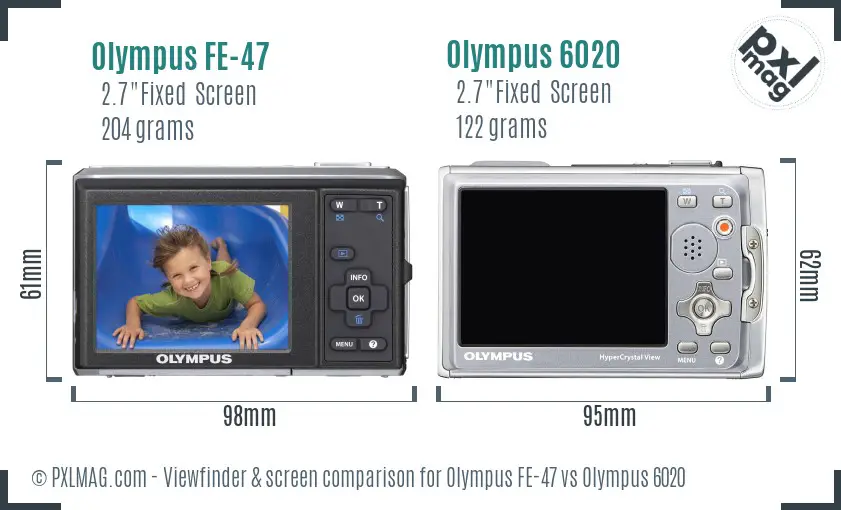 Olympus FE-47 vs Olympus 6020 Screen and Viewfinder comparison