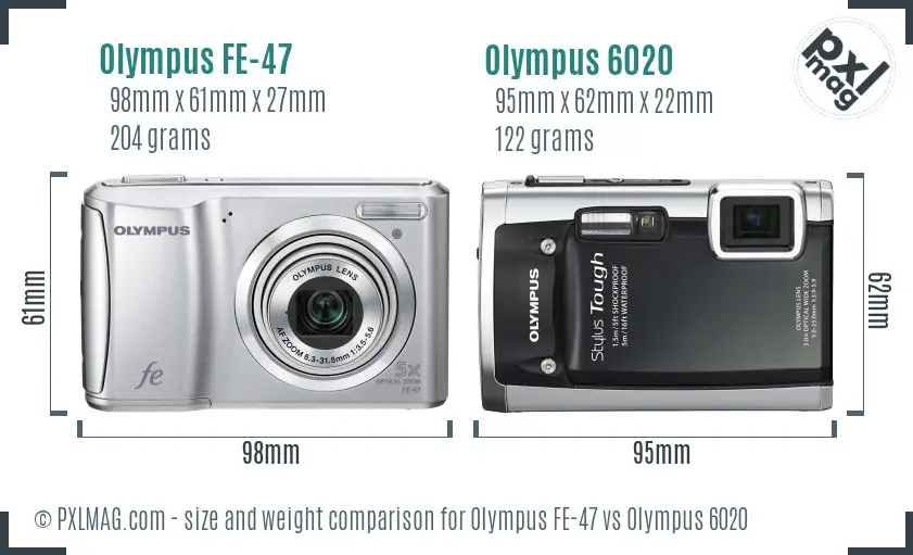 Olympus FE-47 vs Olympus 6020 size comparison