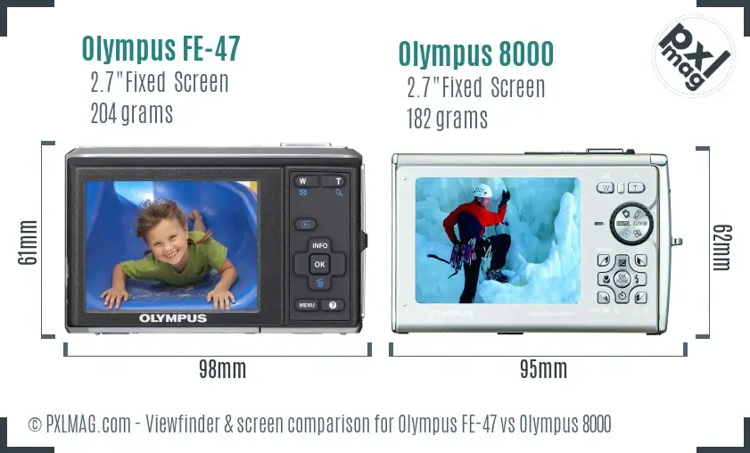 Olympus FE-47 vs Olympus 8000 Screen and Viewfinder comparison
