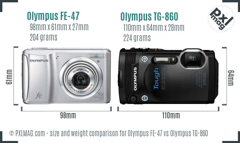 Olympus FE-47 vs Olympus TG-860 size comparison