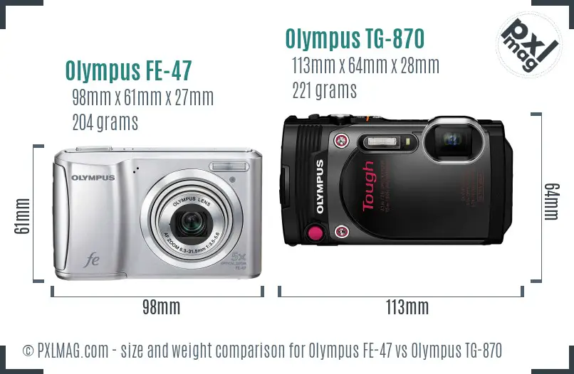 Olympus FE-47 vs Olympus TG-870 size comparison