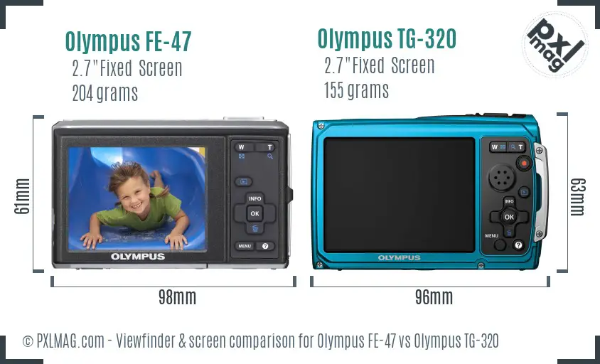Olympus FE-47 vs Olympus TG-320 Screen and Viewfinder comparison