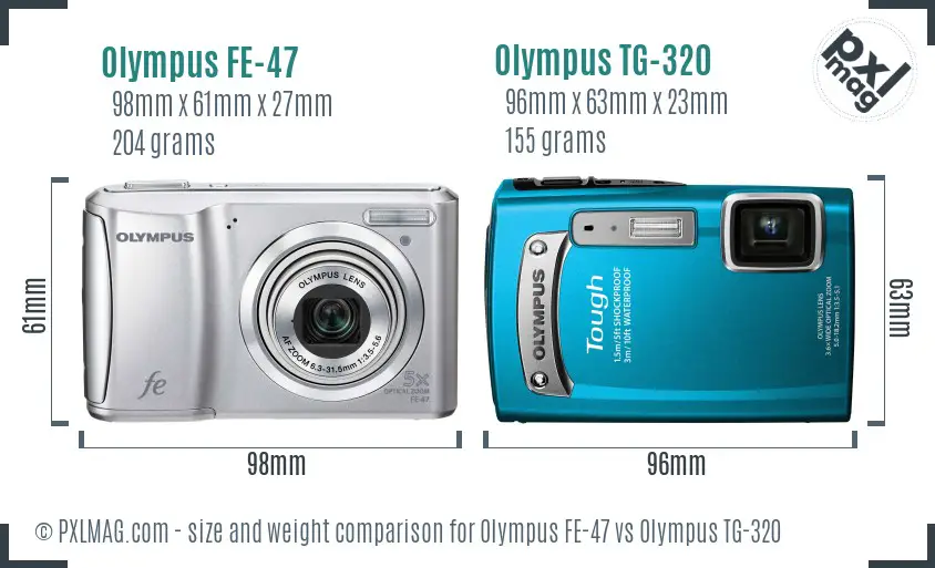 Olympus FE-47 vs Olympus TG-320 size comparison