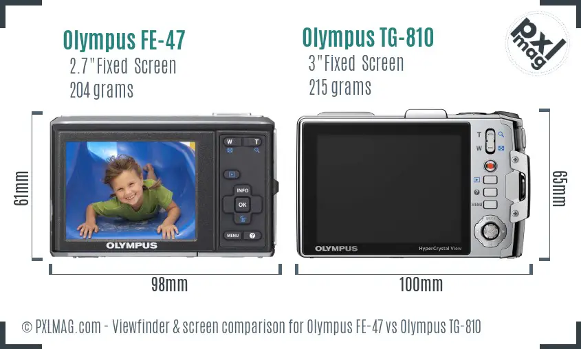 Olympus FE-47 vs Olympus TG-810 Screen and Viewfinder comparison