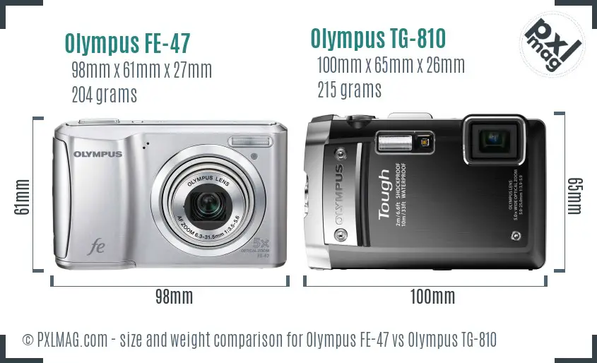 Olympus FE-47 vs Olympus TG-810 size comparison