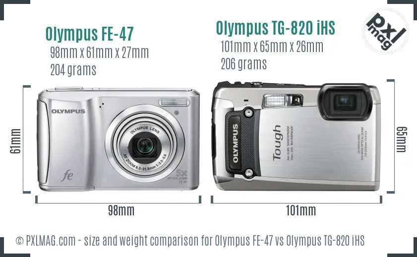 Olympus FE-47 vs Olympus TG-820 iHS size comparison