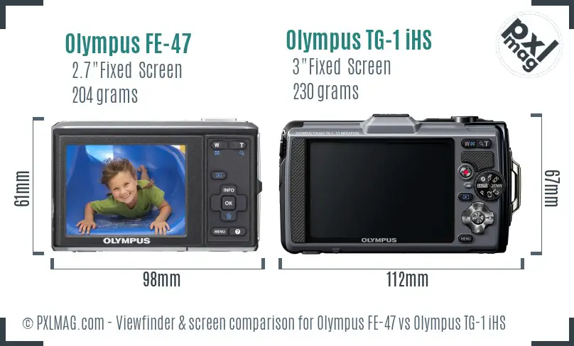 Olympus FE-47 vs Olympus TG-1 iHS Screen and Viewfinder comparison