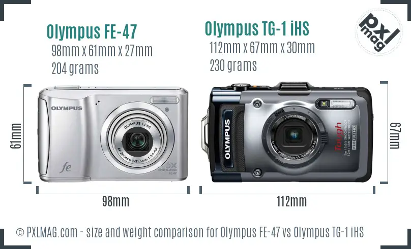 Olympus FE-47 vs Olympus TG-1 iHS size comparison