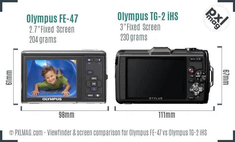 Olympus FE-47 vs Olympus TG-2 iHS Screen and Viewfinder comparison