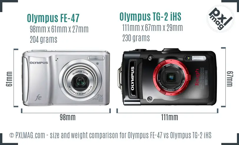 Olympus FE-47 vs Olympus TG-2 iHS size comparison