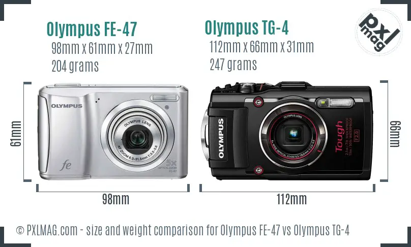 Olympus FE-47 vs Olympus TG-4 size comparison
