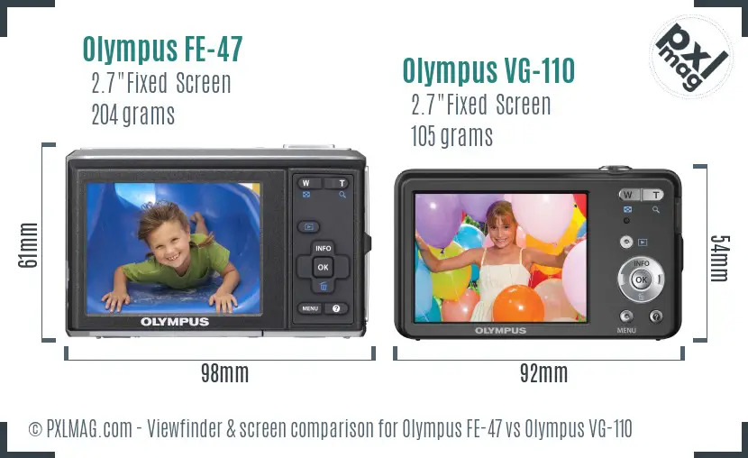 Olympus FE-47 vs Olympus VG-110 Screen and Viewfinder comparison