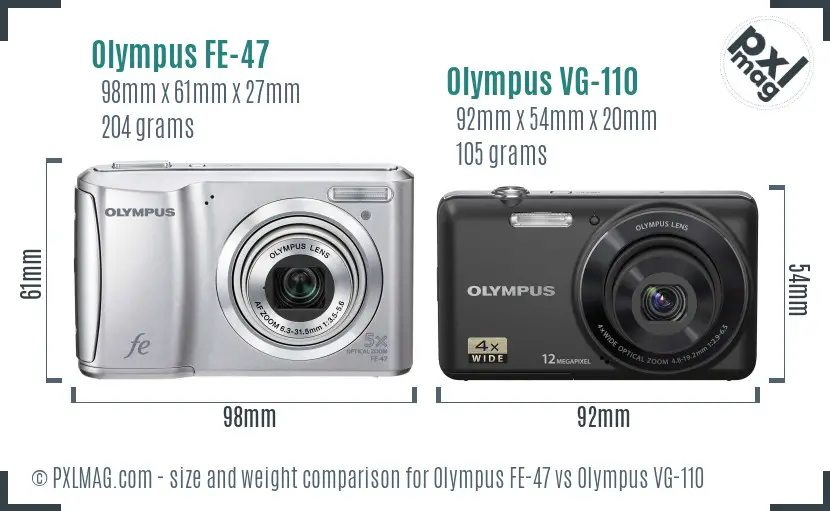 Olympus FE-47 vs Olympus VG-110 size comparison