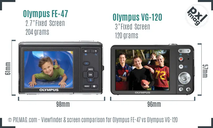 Olympus FE-47 vs Olympus VG-120 Screen and Viewfinder comparison