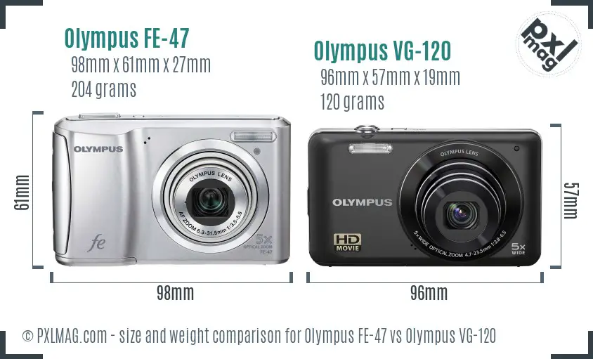 Olympus FE-47 vs Olympus VG-120 size comparison