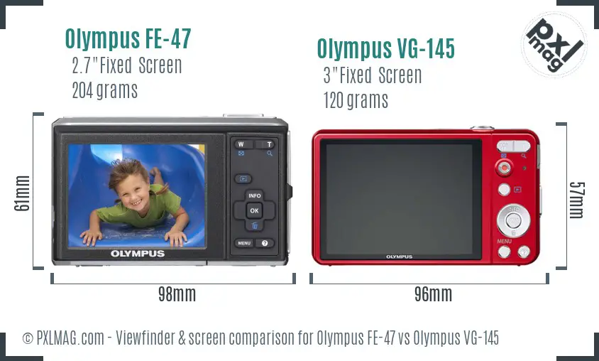 Olympus FE-47 vs Olympus VG-145 Screen and Viewfinder comparison
