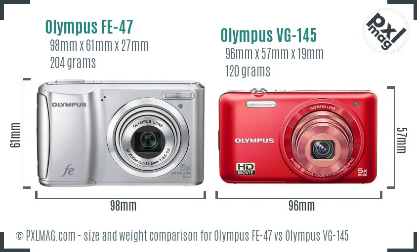 Olympus FE-47 vs Olympus VG-145 size comparison