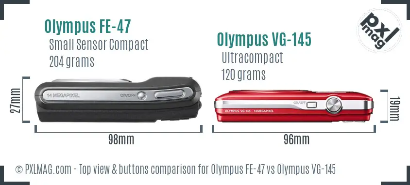 Olympus FE-47 vs Olympus VG-145 top view buttons comparison